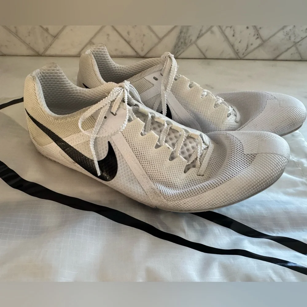Nike White & Black Track Spikes Mens 10.5